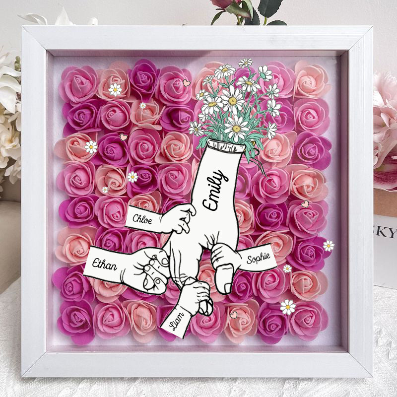 mum-hand-holding-personalized-flower-shadow-box-mothers-day-gift