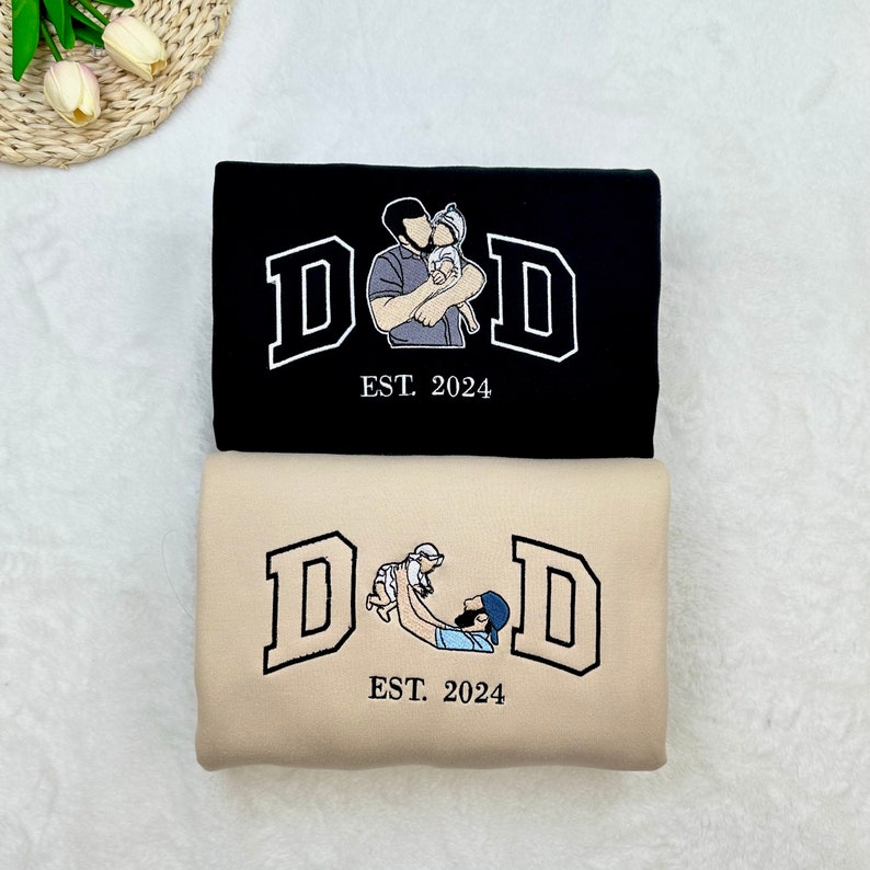 a-papa-t-shirt-with-a-photo-and-a-sweatshirt-separately-embroidered-with-the-portraits-of-the-father-and-the-child
