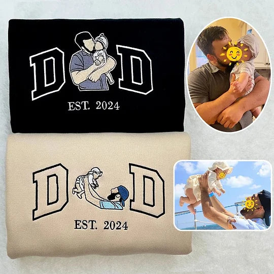 a-papa-t-shirt-with-a-photo-and-a-sweatshirt-separately-embroidered-with-the-portraits-of-the-father-and-the-child