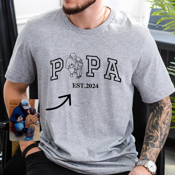 a-papa-t-shirt-with-a-photo-and-a-sweatshirt-separately-embroidered-with-the-portraits-of-the-father-and-the-child