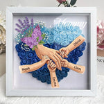 "Lavender"-Personalized Mom Holding Hands Flower Shadow Box-Mother's Day Remembrance Frame, In Loving Memory Gift