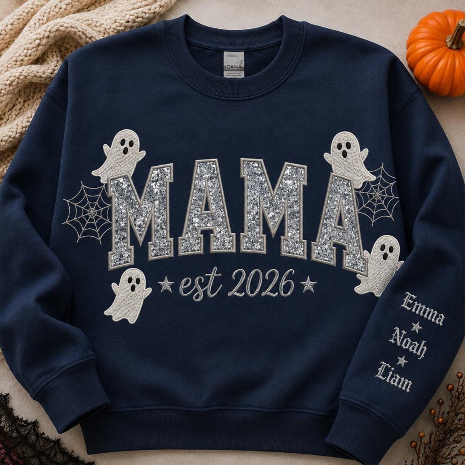 custom-glitter-mama-sweatshirt-personalized-embroidered-halloween-ghost-family-crewneck