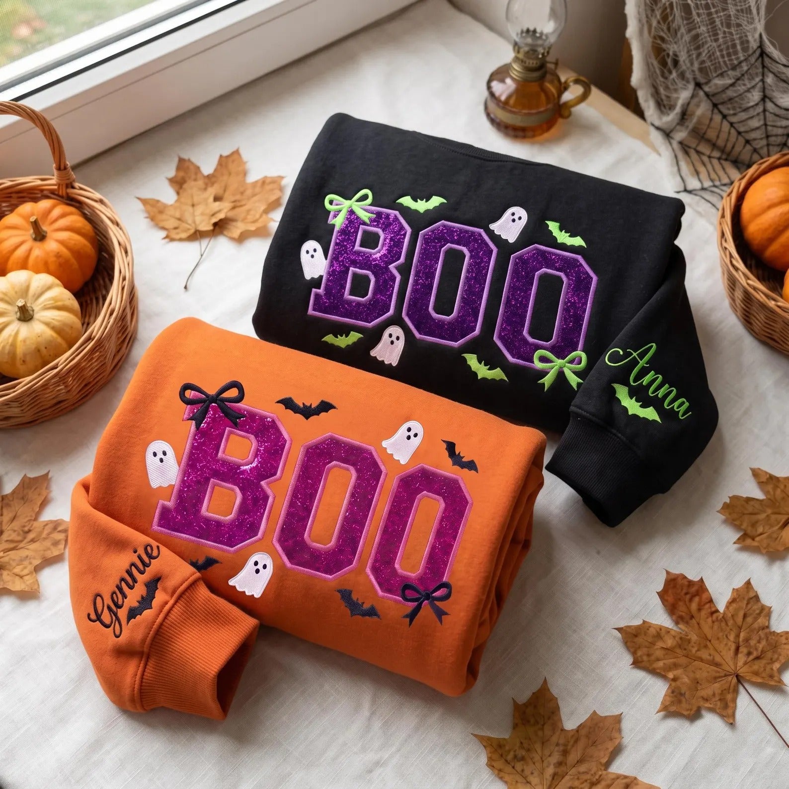 personalized-boo-glitter-applique-halloween-sweatshirt-custom-name-on-sleeve-ghost-crewneck