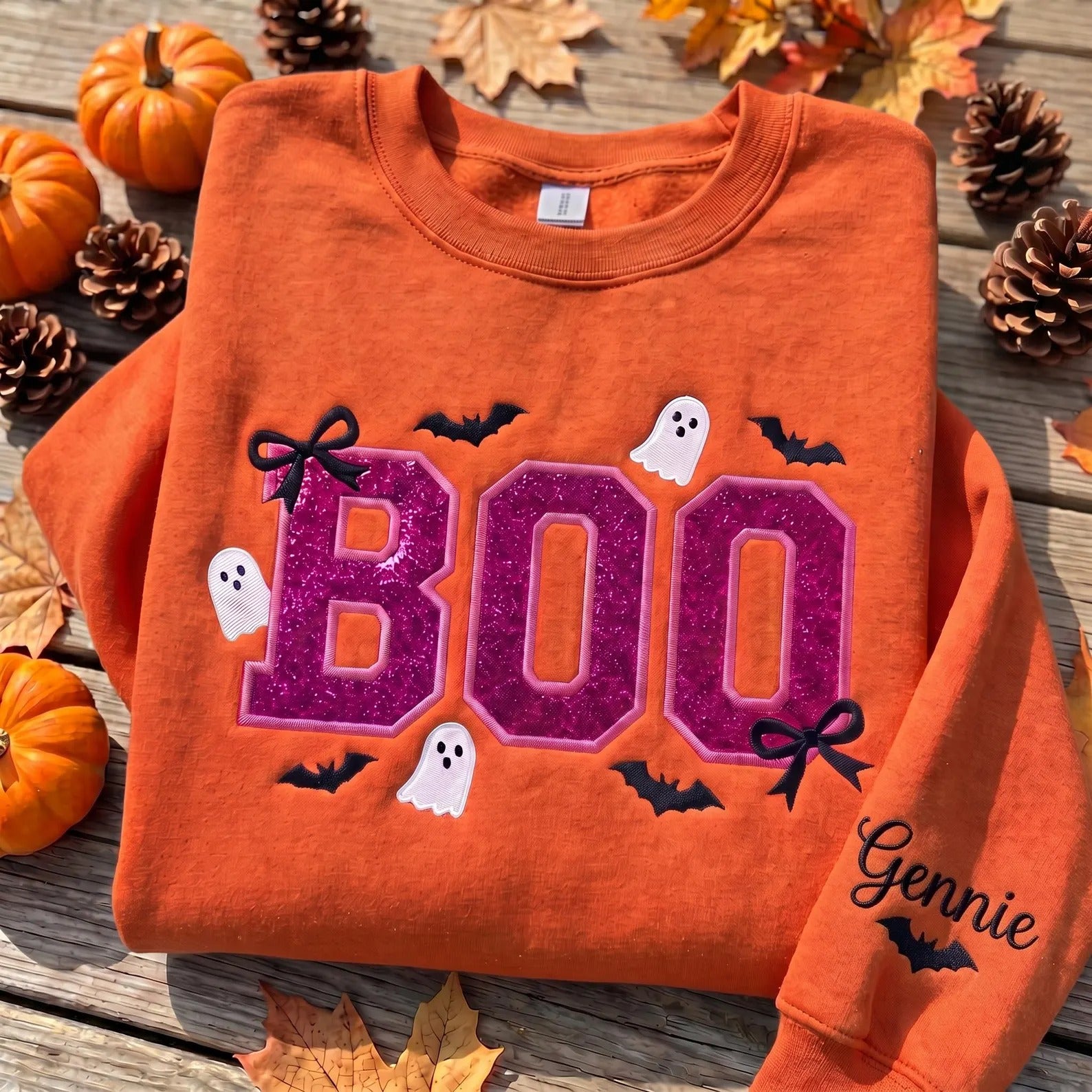 personalized-boo-glitter-applique-halloween-sweatshirt-custom-name-on-sleeve-ghost-crewneck