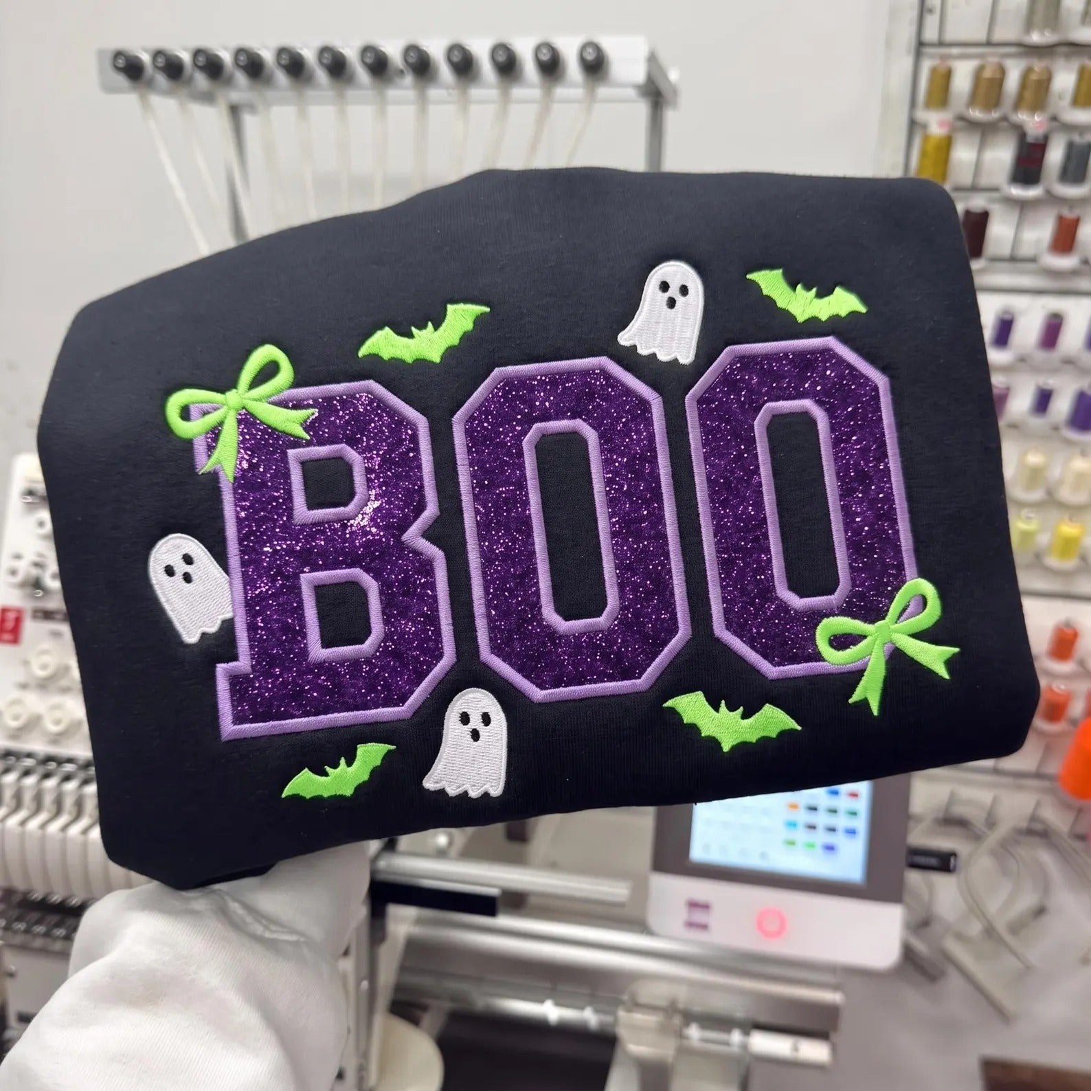 personalized-boo-glitter-applique-halloween-sweatshirt-custom-name-on-sleeve-ghost-crewneck