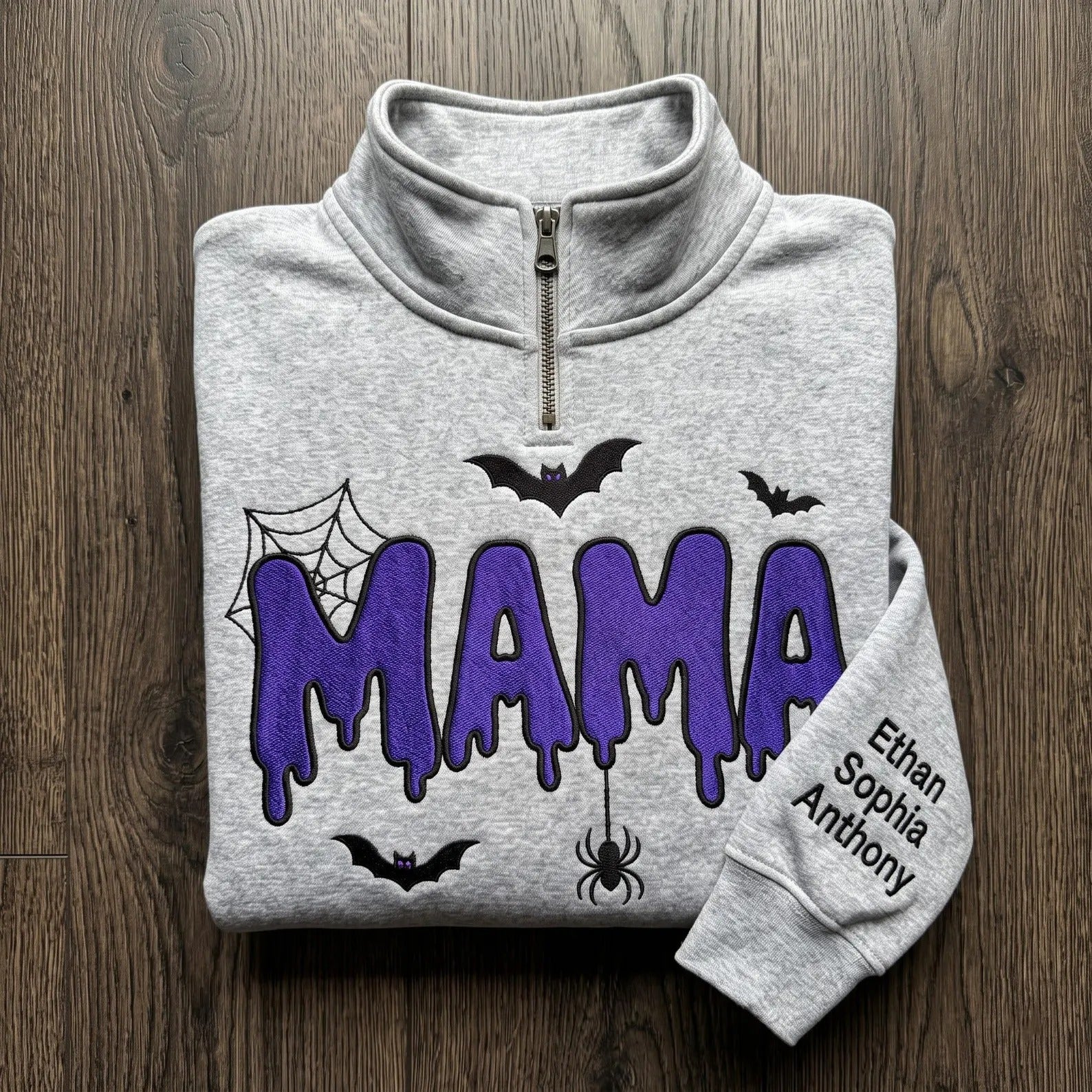 personalized-halloween-mama-embroidery-sweatshirt-custom-name-embroidery-quarter-zip-sweater