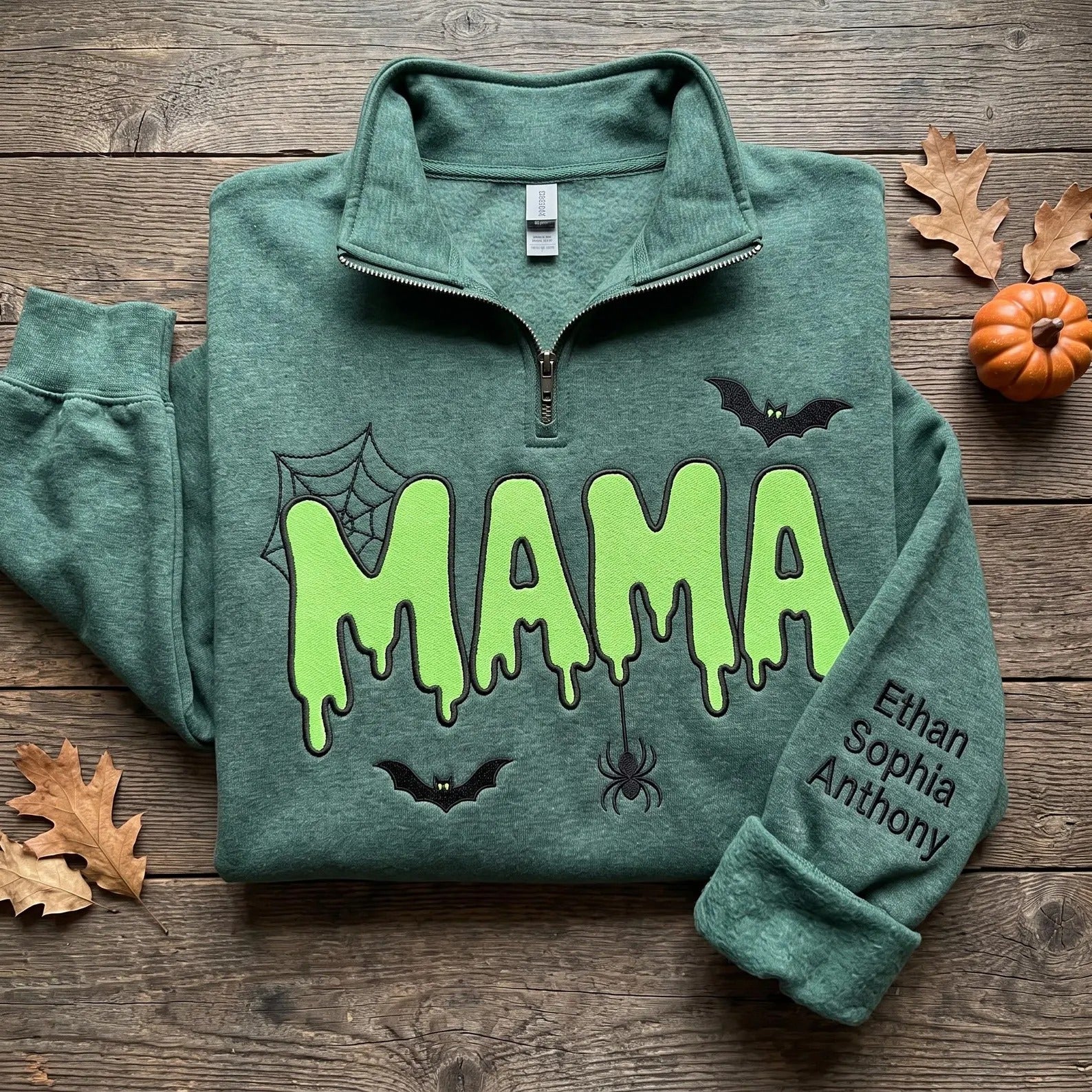 personalized-halloween-mama-embroidery-sweatshirt-custom-name-embroidery-quarter-zip-sweater
