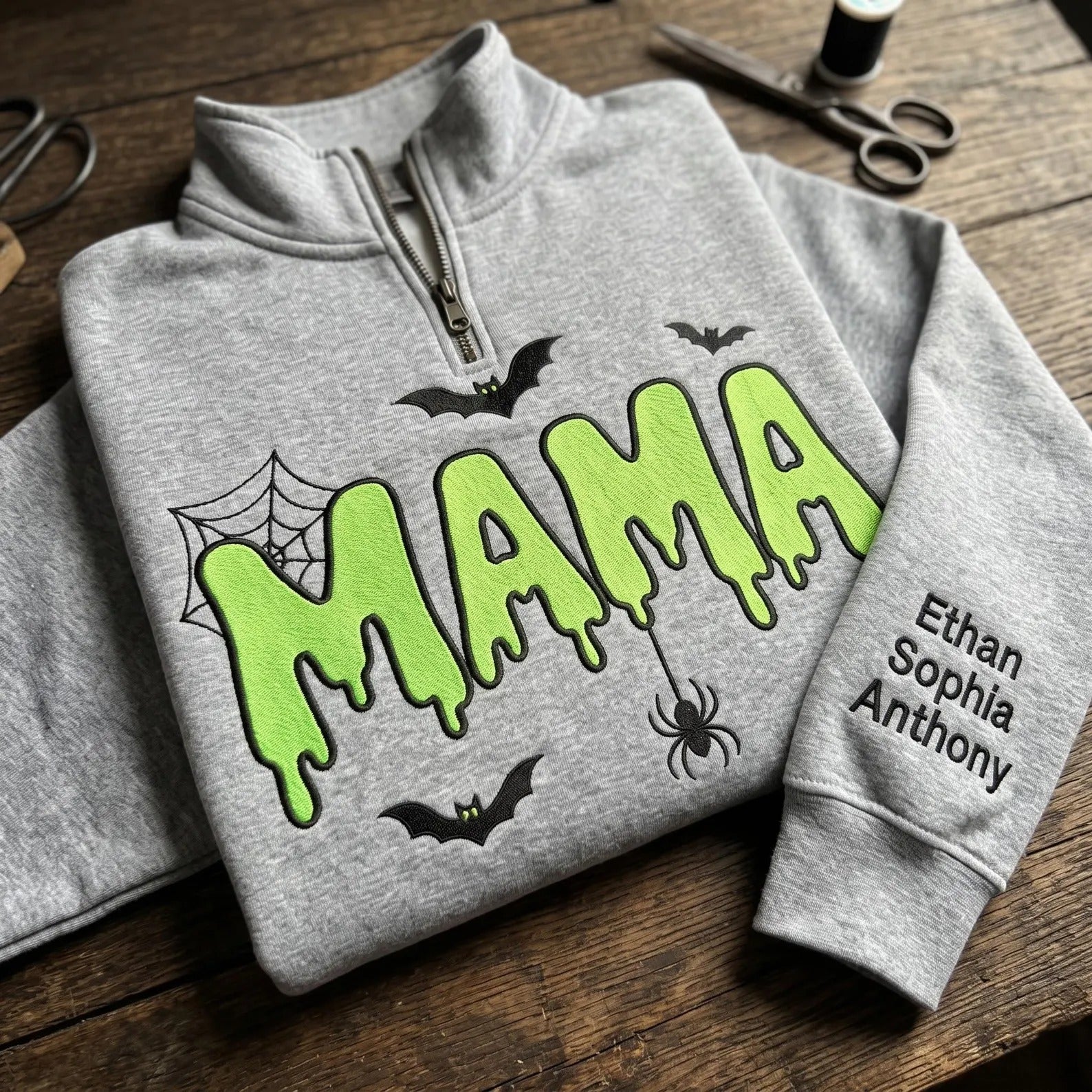 personalized-halloween-mama-embroidery-sweatshirt-custom-name-embroidery-quarter-zip-sweater