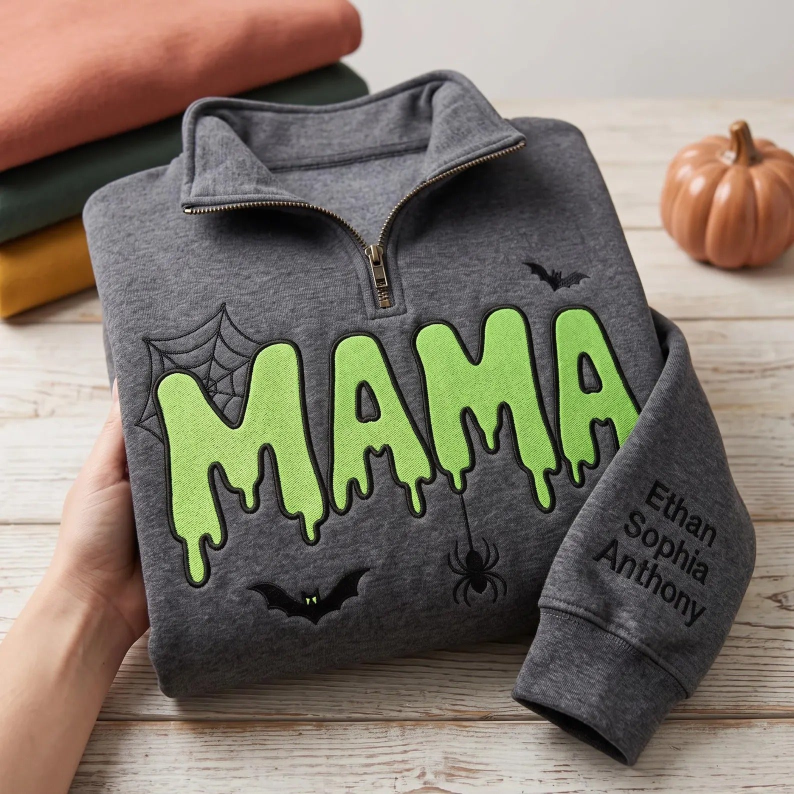 personalized-halloween-mama-embroidery-sweatshirt-custom-name-embroidery-quarter-zip-sweater