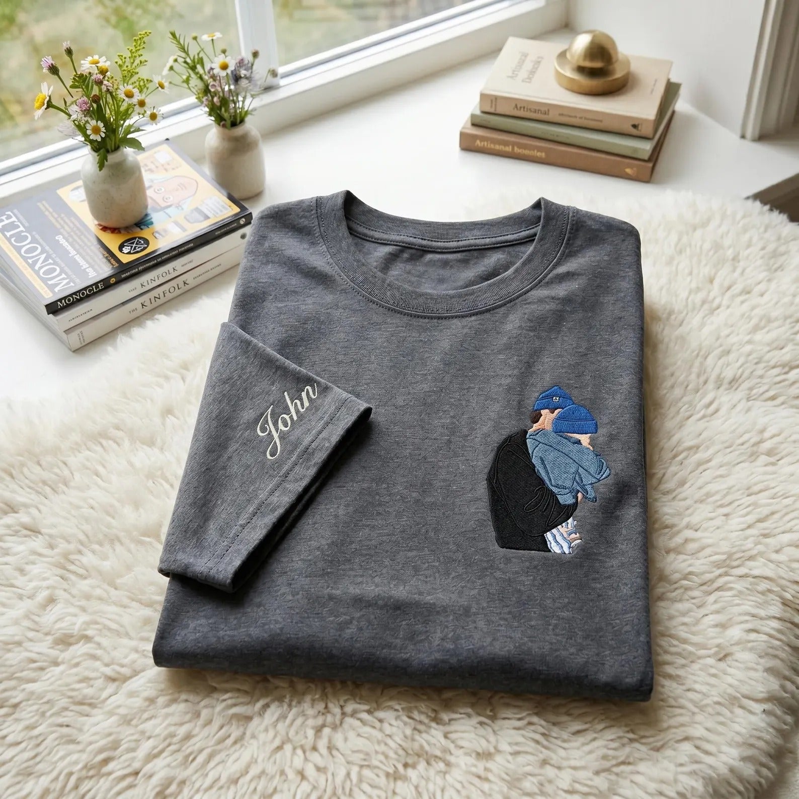 custom-dad-baby-portrait-embroidered-t-shirt-with-name-on-sleeve-fathers-day-gift-for-dad