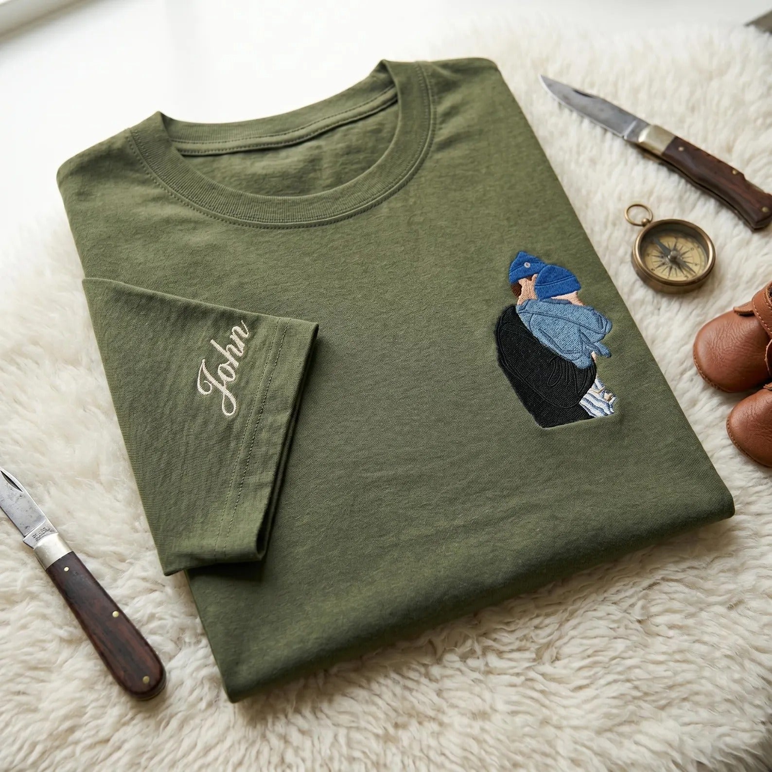 custom-dad-baby-portrait-embroidered-t-shirt-with-name-on-sleeve-fathers-day-gift-for-dad