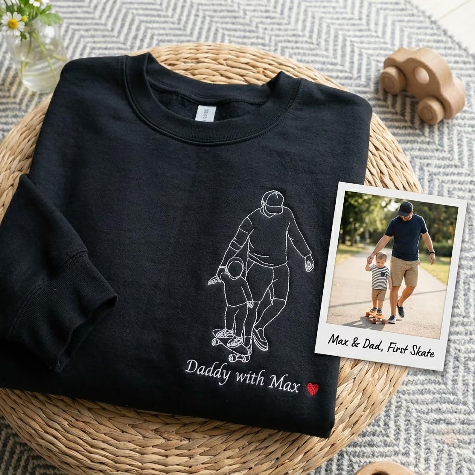 custom-dad-portrait-outline-embroidered-tee-personalized-sweatshirt-with-kids-names-fathers-day-grandpa-gift